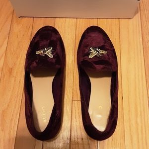 Aldo Caveny Bee Velvet Loafers Burgundy Sz 8.5